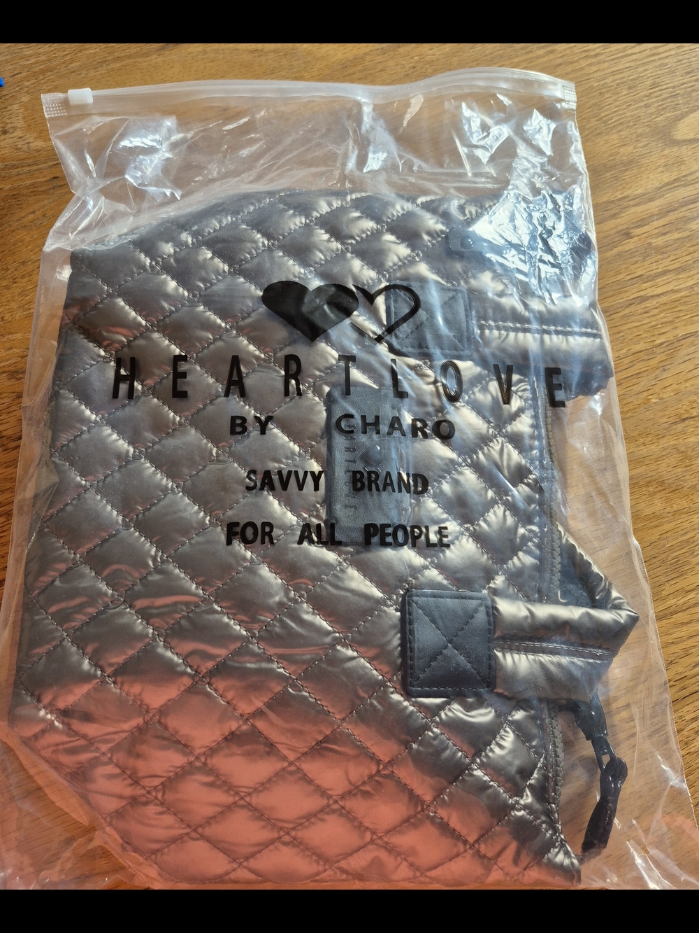 Heartlove Quilted Metallic Crossbody Bag - Silver